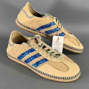 ADIDAS Size 10.5 Khaki Blue Mixed Patterns Mixed Fabrics Yacht Sneakers
